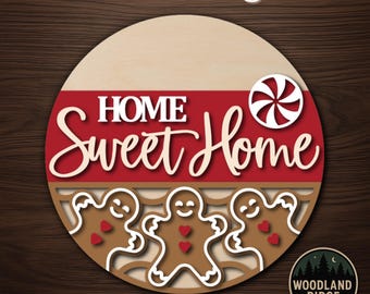 Home Sweet Home Gingerbread DIY Door Hanger Kit – Round Unfinished Wood Sign