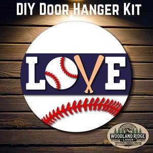 Love Baseball DIY Door Hanger Kit | Baseball Door Sign | Laser Cut Wood Craft Kit | DIY Sports Decor | Unfinished Paint Kit