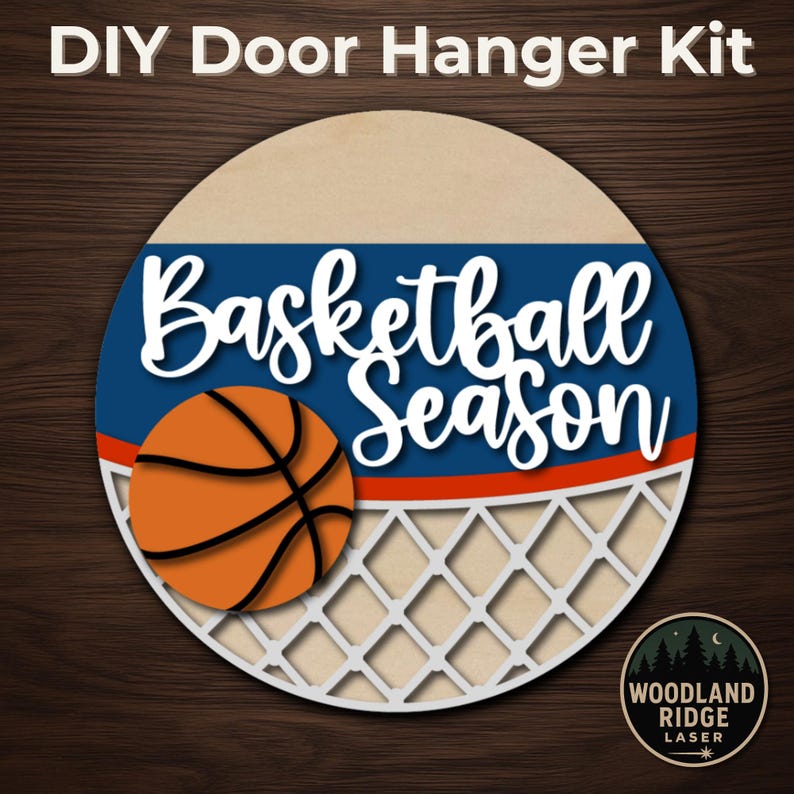 Basketball Season DIY Door Hanger Kit – Laser Cut Wood Sign