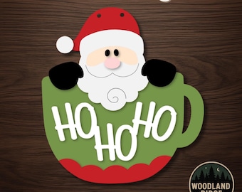 Santa Mug DIY Door Hanger Kit – Unfinished Wood Christmas Sign