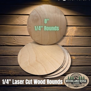 8 Inch Wood Round | Laser Cut Birch Plywood Circle | 1/4&quot; Door Hanger Blank | DIY Craft Wood Round | Unfinished Wood Circle