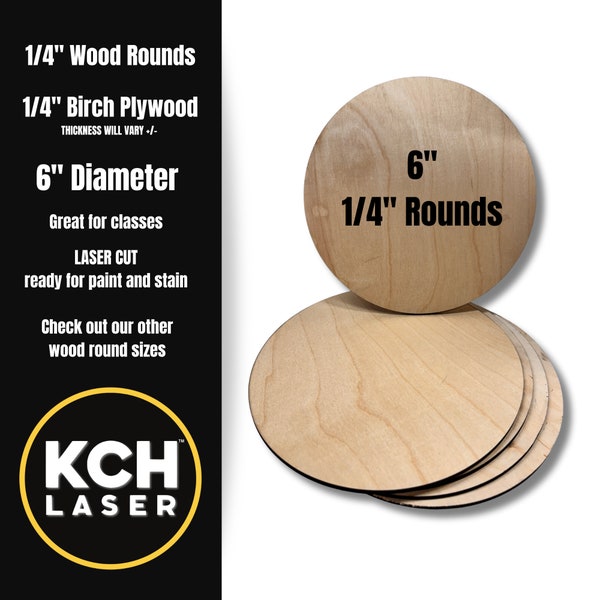 6 Inch Wood Rounds - Laser Cut Plywood Circles | Door Hanger Blanks, Wooden Cake Stand Rounds, DIY Wood Blanks & Circles 1/4"