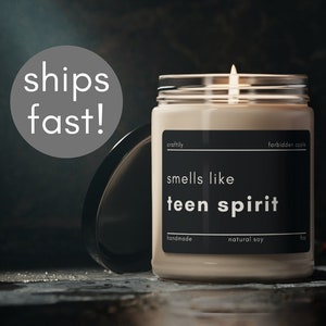 Teen Spirit Candle Smells Like Candle, Music Candle, Teen Room Decor, Fun Candle image 1