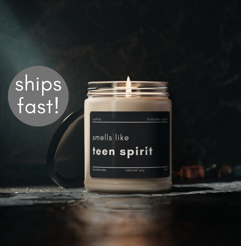 Teen Spirit Candle Smells Like Candle, Music Candle, Teen Room Decor, Fun Candle image 1