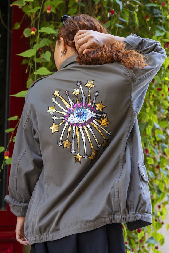 Veste militaire brodée femme hotsell