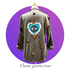Custom vintage military jacket, HEART PROTECTOR. Available sizes SMLXL. Contact me for availability. Le Boudoir by Ohfée.