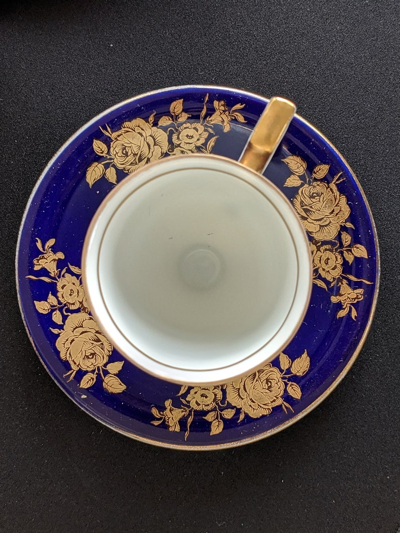 Echt Cobalt Germany Coffee Cup and Saucer With 22 Karat Gold Etsy