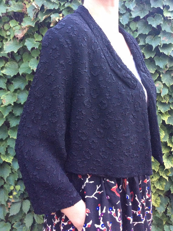 40s Vintage Black Tailored Crop Bolero Jacket