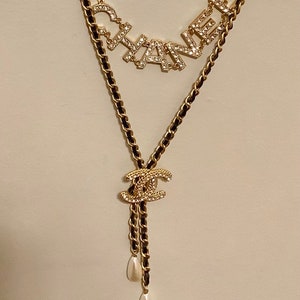 Vintage CHANEL Multistand Necklace With Leather and Chrystal's