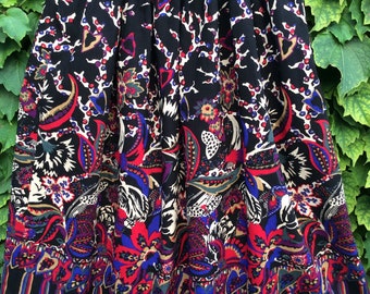 Falda bohemia vintage JAEGER de lana fina por debajo de la rodilla, años 80, talla XS, fabricada en Gran Bretaña