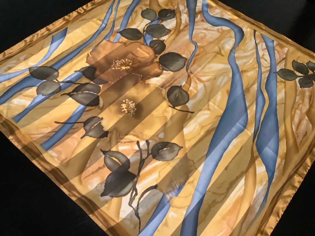 Vintage FRANGI TIE RACK Square Silk Scarf With Hand Rolled Hem Etsy