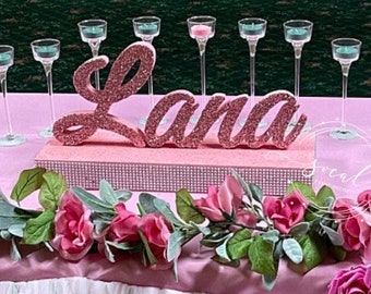 Custom Script Name Centerpiece for Sweet 16, Birthday, Quince, Mitzvah