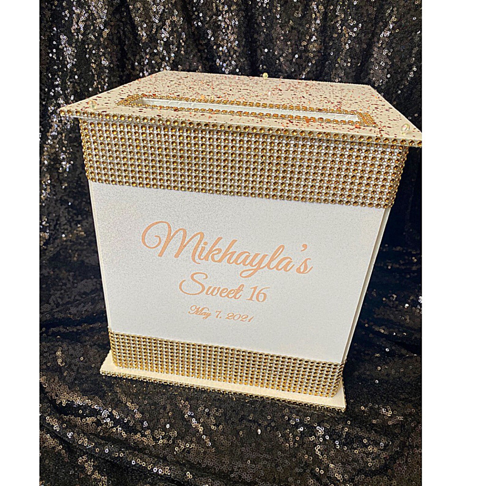 Large Rhinestone Card Money Box for Wedding Quince Sweet 16 Etsy