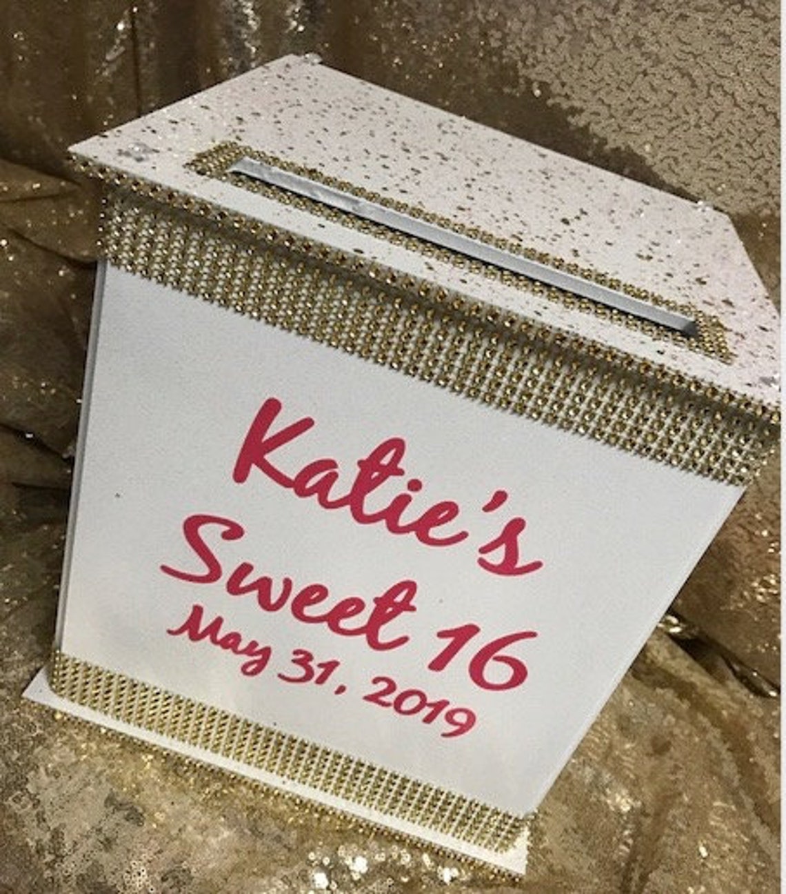 Large Rhinestone Card Money Box for Wedding Quince Sweet 16 Etsy