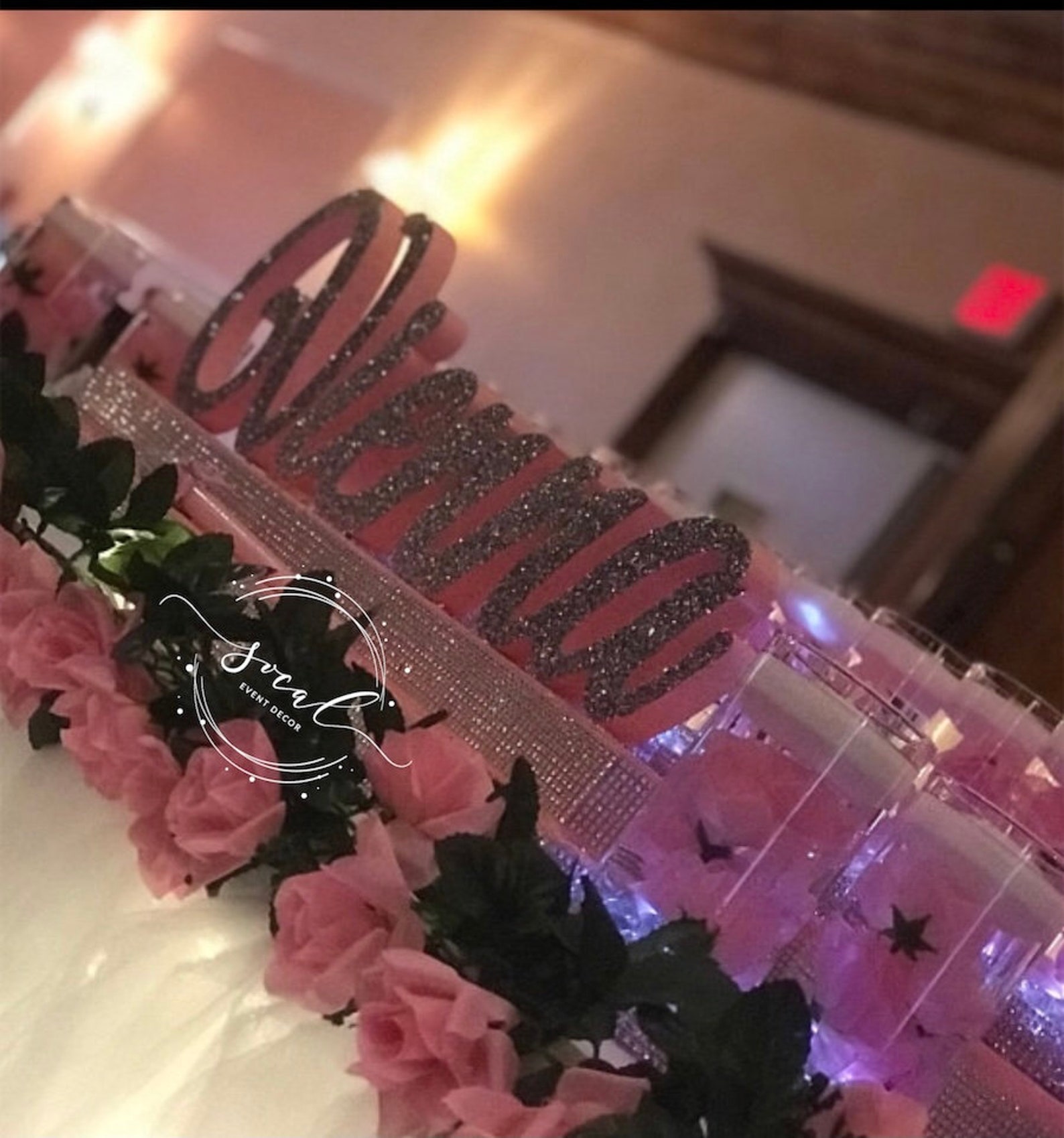 USA Made Free Ship Sweet 16 Script Name Centerpiece Quince Etsy