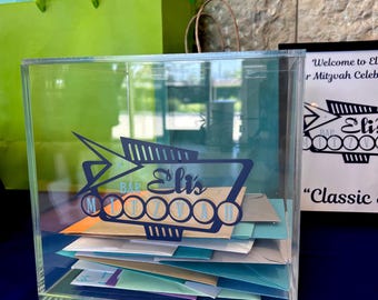 Acrylic Card Box - Sweet 16 / Wedding / Quince / Mitzvah - free shipping