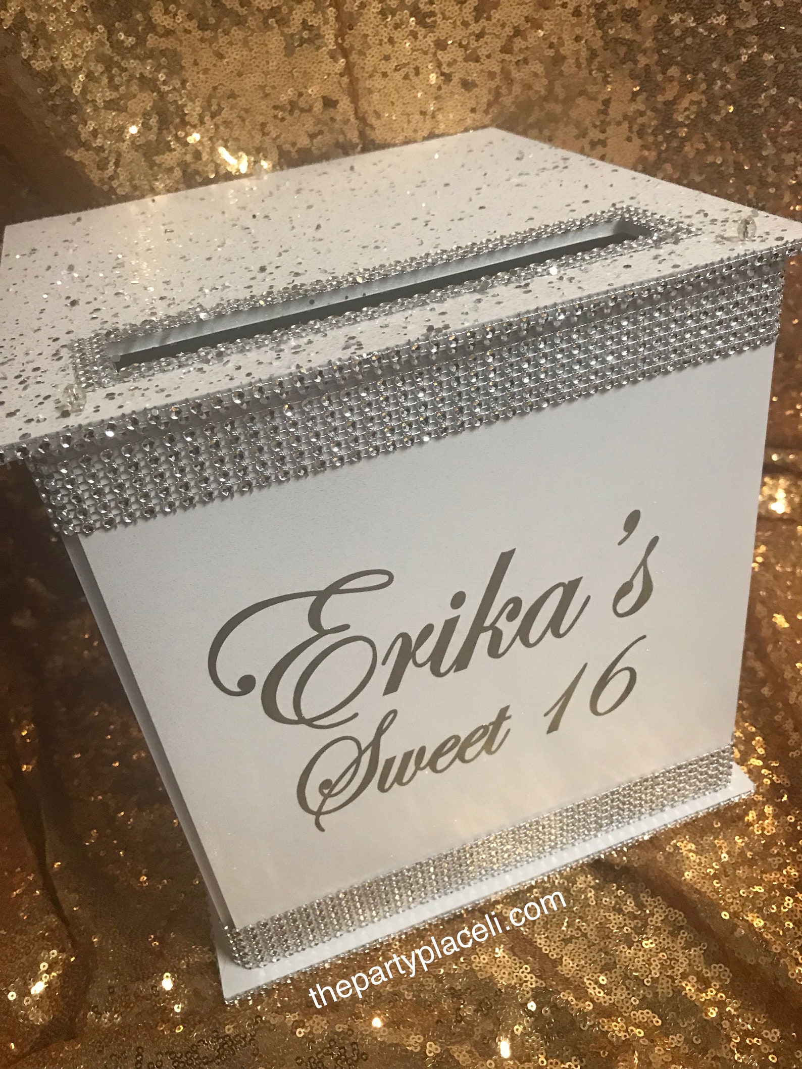 Large Rhinestone Card Money Box for Wedding Quince Sweet 16 Etsy