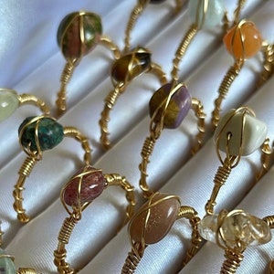 Crystal Wire Wrapped Rings, Crystal Rings, Crystal Jewelry,  Birthstone Jewelry, Handmade Jewelry