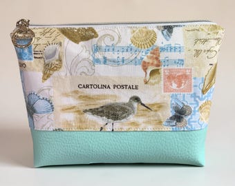 Teal sea shell zipper pouch