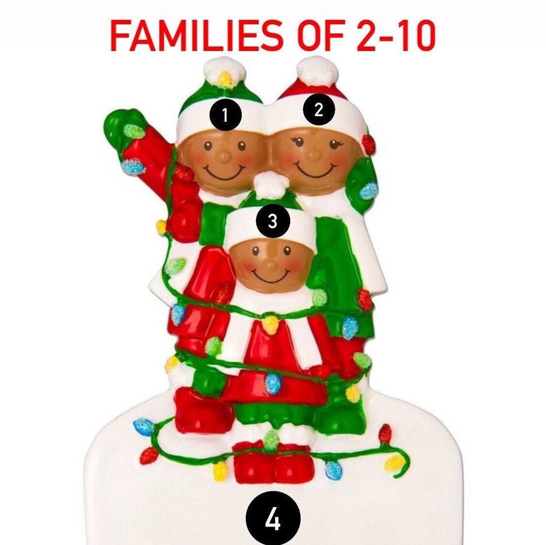 African American Family Merry Christmas Ornament Decorations, Family of ...