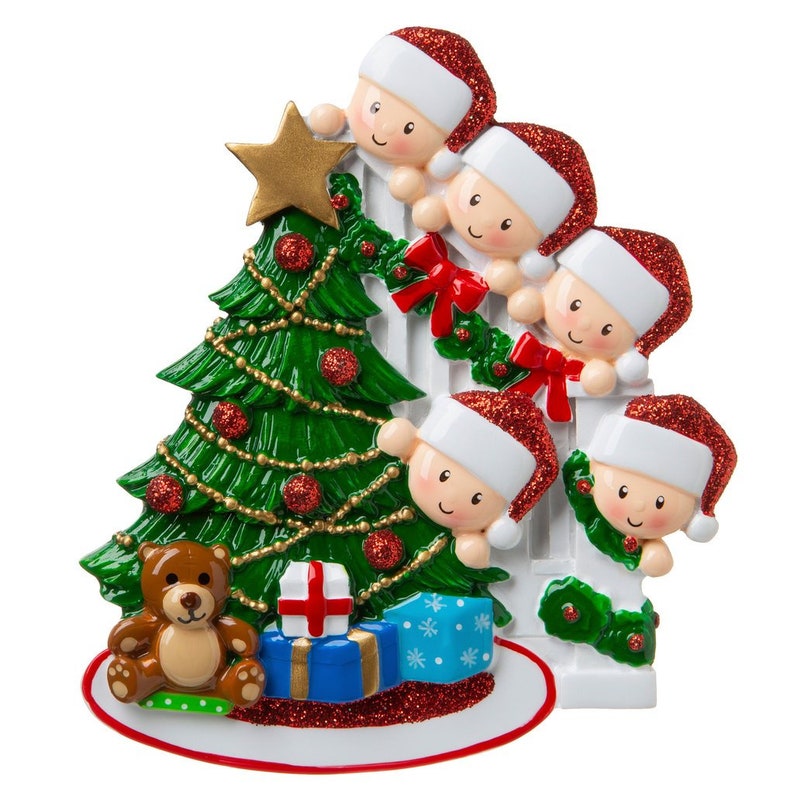 Une Famille Cinq étoiles Pour Noël Famille personnalisée peeking de 5 ornement de Noël ornement | Etsy