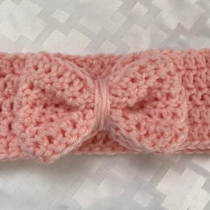 Baby girl crocheted bow headwrap