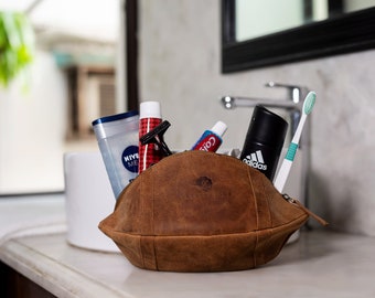 Delancey Football Toiletry Bag, Dopp Kit, Shaving Kit, Travel Case, Buffalo Pull-Up, Crazy Horse