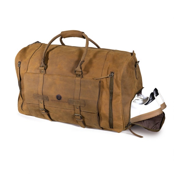 Flatiron Leather Duffel Bag With Shoe Compartment, Weekender, Overnight  Bag, Gym Bag, Carry On, Crazy Horse Leather, Distressed Leather Bag 