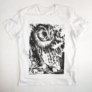 Tawny Owl 1895 T-Shirt, Adult Unisex Organic Cotton, Vintage Zoology Art Clothing