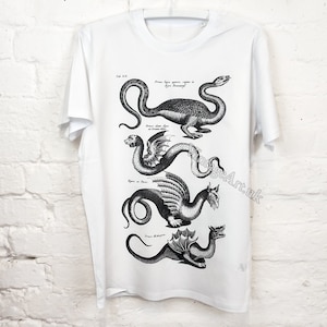 Dragons #3 1657 T-Shirt, Adult Unisex Organic Cotton, Vintage Monster Art Clothing