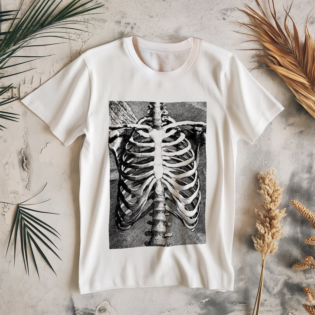 Human Ribcage front View Tshirt, Organic Cotton, Wearable Vintage