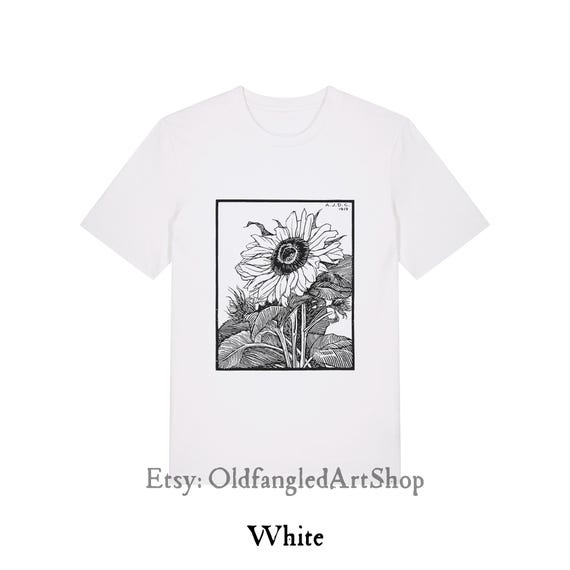 Sunflower T-Shirt: Organic Cotton, Historic Art Nouveau, Julie De Graag