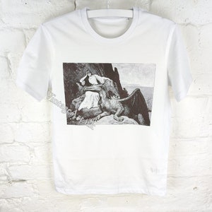 The Princess And Her Pet Dragon 1912 T-Shirt, Adult Unisex Organic Cotton, Vintage Art Clothing