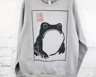 Unimpressed Frog by Matsumoto Hoji 1814 - Adult Unisex Crewneck Sweatshirt, Vintage Japanese Art Sweater