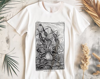 Colossal Octopus - T-Shirt, Organic Cotton, Wearable Vintage Sea Monster Art