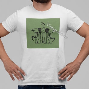 Five Flamingos 1892 T-Shirt, Adult Unisex Organic Cotton, Vintage Art Clothing