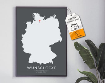 Póster Mapa de Alemania personalizado I casa casa casa I ubicación con coordenadas I idea de regalo