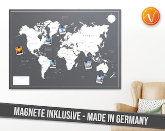World map magnetic poster VACENTURES original size XL and XXL including magnets