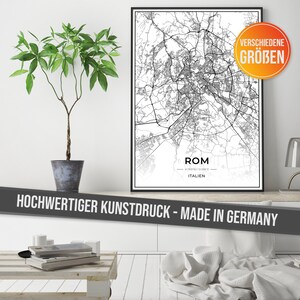 Mappa della città poster di Roma con stampa ad alta risoluzione - stampa artistica "Made in Germany" su carta di qualità - idea regalo artistica, mappa della città