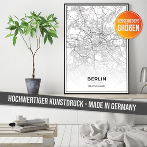 City map Berlin poster with high-resolution print - art print &quot;Made in Germany&quot; on quality paper - gift idea art, city map
