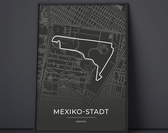 Póster de Racetrack México - Arte mural de deportes de motor - Regalo para fanáticos