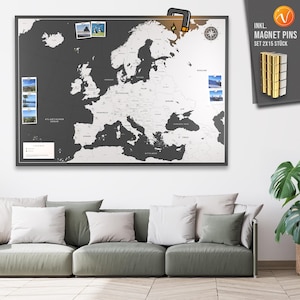Europakarte magnetisches Poster VACENTURES Original Größe XL und XXL inklusive Magnete