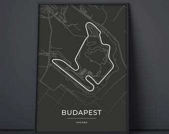Póster del circuito de Budapest: arte mural de deportes de motor: regalo para fanáticos