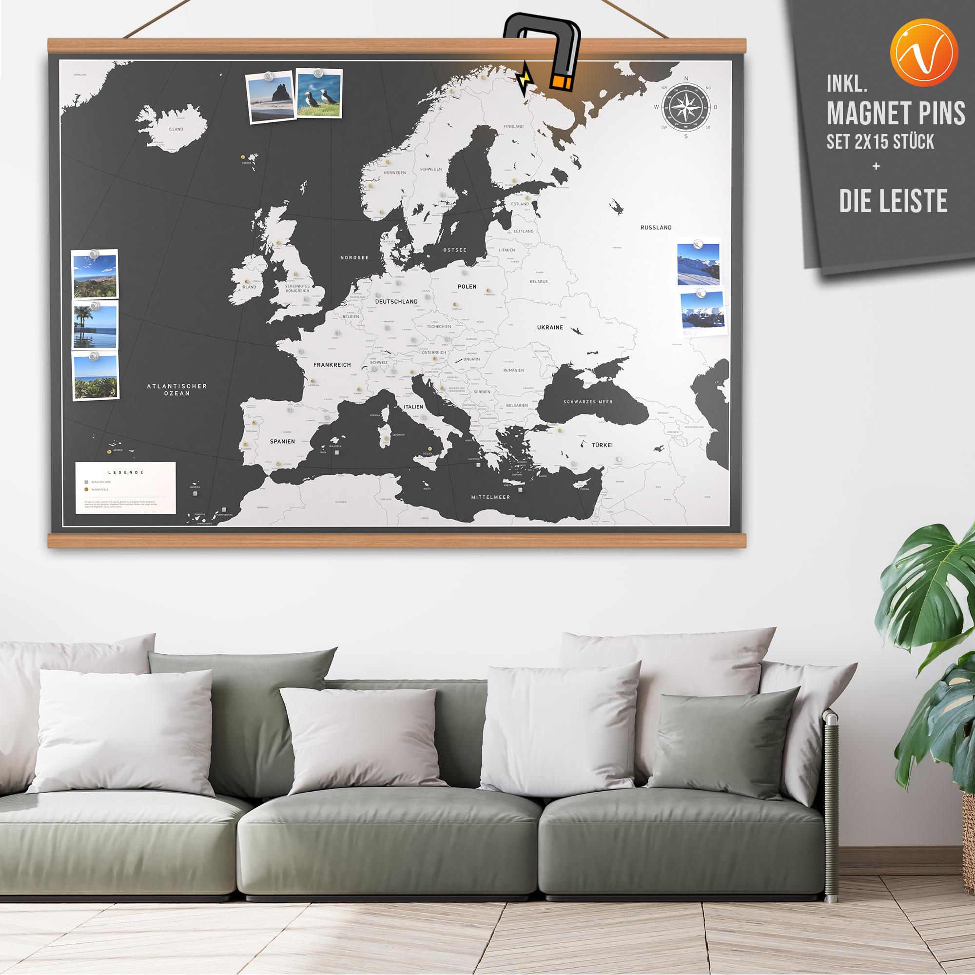 Europe Map Magnetic Poster With Bar VACENTURES Original - Etsy