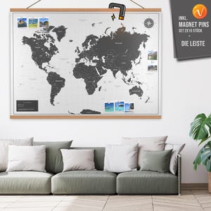 World map magnetic poster "White" with bar VACENTURES Original