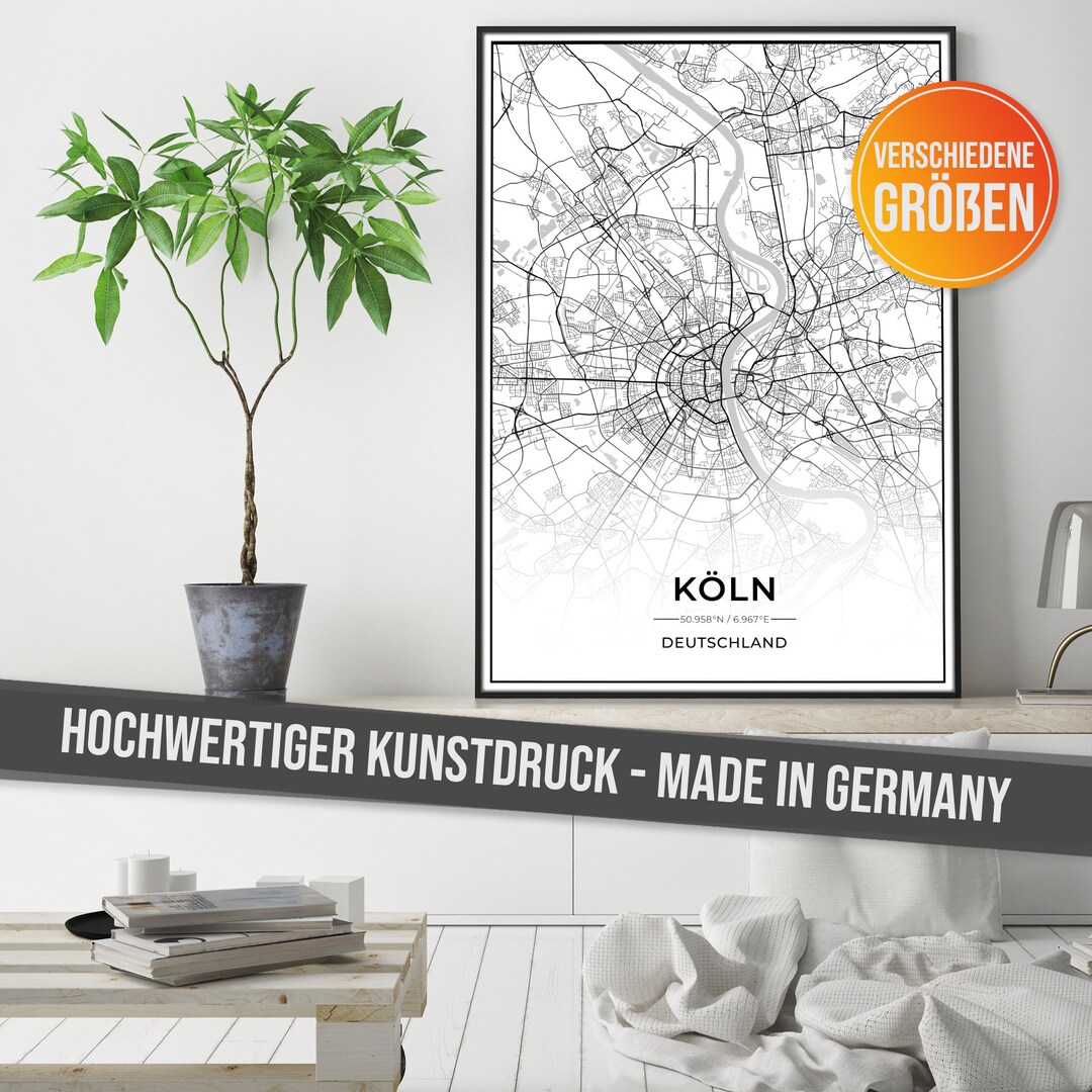 City Map Cologne Poster With High-resolution Print - Art Print "made in ...