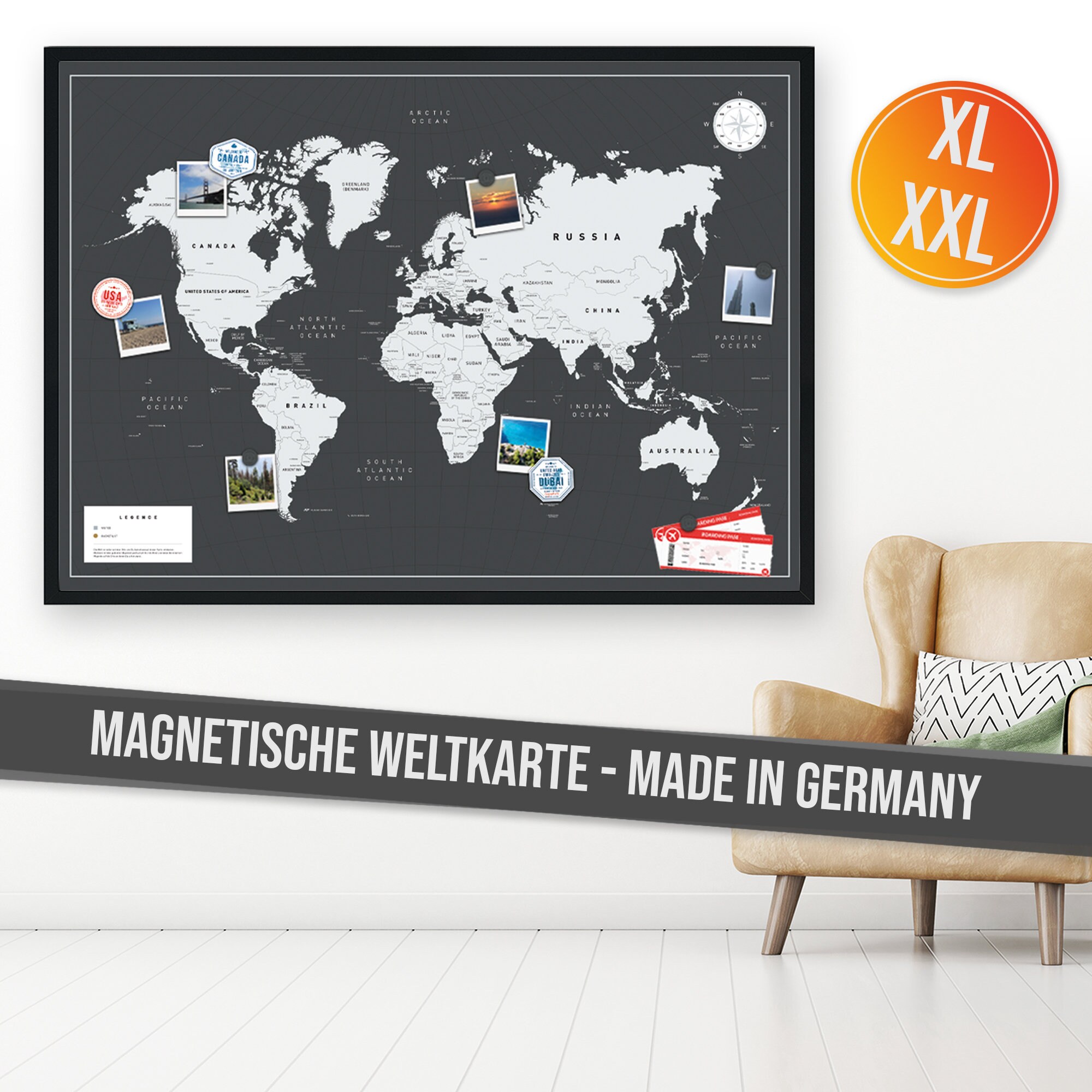 MAGNETIC Wall World Map 2X 15 Magnetic Pins I Mark Your  Etsy