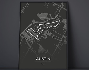 Póster del hipódromo de Austin: arte mural de deportes de motor: regalo para fanáticos