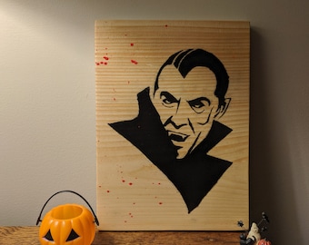 Dracula Houtmuur opknoping / Halloween Decor / Vampire
