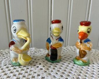 Set of 3 Vintage Whimsical Duck Band Figurines - Porcelain Figures